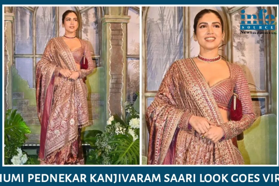 Bhumi Pednekar ने 6.87 लाख की वाइन कलर कांजीवरम साड़ी में रैसलॉस अंदाज़ में बिखेरा रॉयल्टी, जाने बिर्ला फैमिली के Glamorous Reception की बात