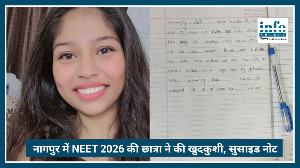 Nagpur में NEET 2026 की छात्रा ने की खुदकुशी, सुसाइड नोट में बताया परीक्षा रद्द होने पर टूटा आत्मविश्वास